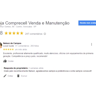 Avaliação Cliente Nelson Loja de Celular Barato Celular Sansung Barato Loja de Celular