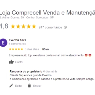 Avaliação Cliente Everton Loja de Celular Barato Celular Sansung Barato Loja de Celular